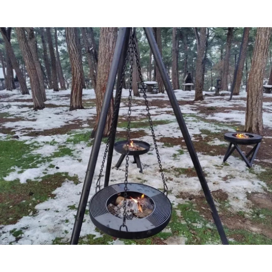 FS-606 Flame Night Portatif Bahçe Ateş Çukuru, 190 cm Yüksek, Dayanıklı Sac Mangal