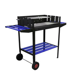 FS-504M Flame Stove Lüks Tekerlekli Emaye Kaplı Bahçe Mangalı - Mavi Taşınabilir Barbekü FS-504M