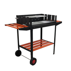 FS-504T Flame Stove Flame Stove Lüks Tekerlekli Emaye Kaplı Turuncu Barbekü Mangal Taşınabilir