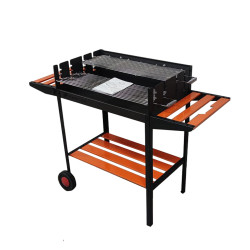 FS-504T Flame Stove Flame Stove Lüks Tekerlekli Emaye Kaplı Turuncu Barbekü Mangal Taşınabilir