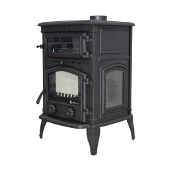 FS-011 Flame Stove Sirius Maxi Fırınlı 3 Camlı Döküm Soba Yüksek Veriml Odun Kömür Sobası