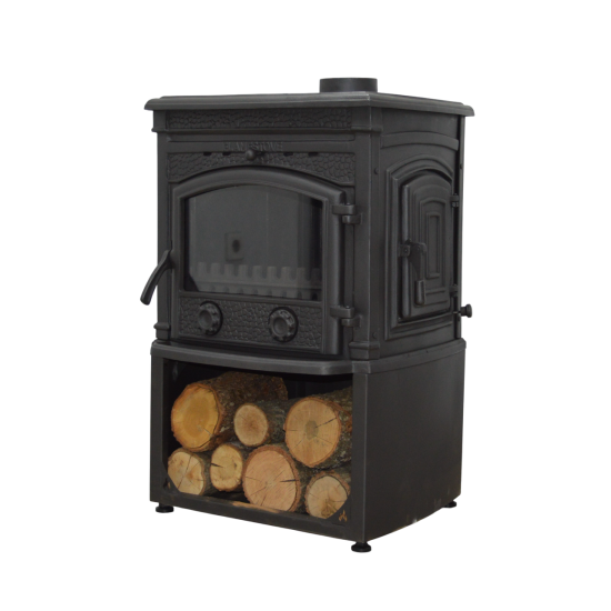 FS-016YKST Flame Stove Sirius Star Yüksek Verimli Döküm Soba Yan Kapaklı Odunluklu, Schott-Robax Camlı, Odun Kömür
