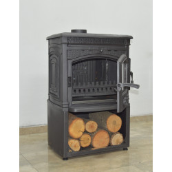 FS-016YKST Flame Stove Sirius Star Yüksek Verimli Döküm Soba Yan Kapaklı Odunluklu, Schott-Robax Camlı, Odun Kömür