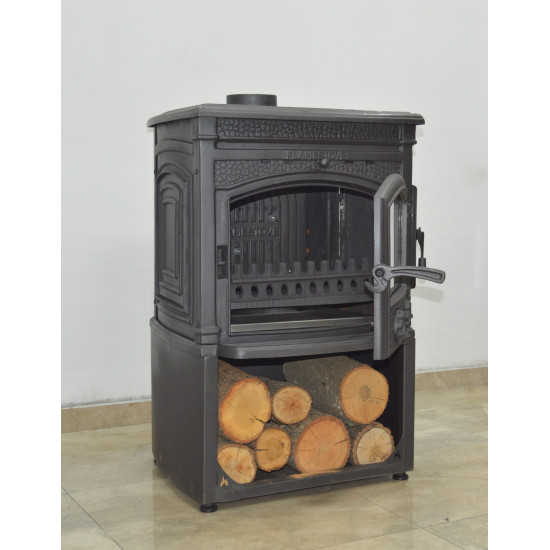 FS-016YKST Flame Stove Sirius Star Yüksek Verimli Döküm Soba Yan Kapaklı Odunluklu, Schott-Robax Camlı, Odun Kömür