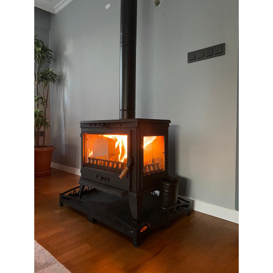 FS-042 Flame Stove Retro Lux Yüksek Verimli Döküm Odun Kömür Sobası Çift Yanmalı