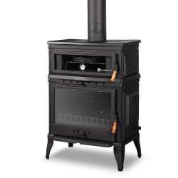 FS-044 Flame Stove Retro Klasik Fırınlı Döküm Soba: Yüksek Verimli Odun Kömür Yakma, Schott Cam
