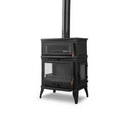 FS-045YK Flame Stove Retro Lux Emaye Fırınlı Döküm Odun Kömür Sobası Yan Kapaklı Yüksek Verimli.