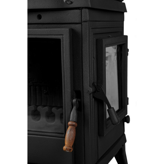 FS-045YK Flame Stove Retro Lux Emaye Fırınlı Döküm Odun Kömür Sobası Yan Kapaklı Yüksek Verimli.