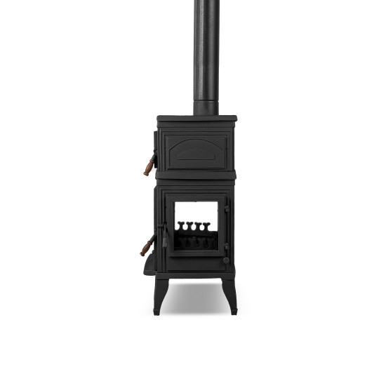 FS-045YK Flame Stove Retro Lux Emaye Fırınlı Döküm Odun Kömür Sobası Yan Kapaklı Yüksek Verimli.