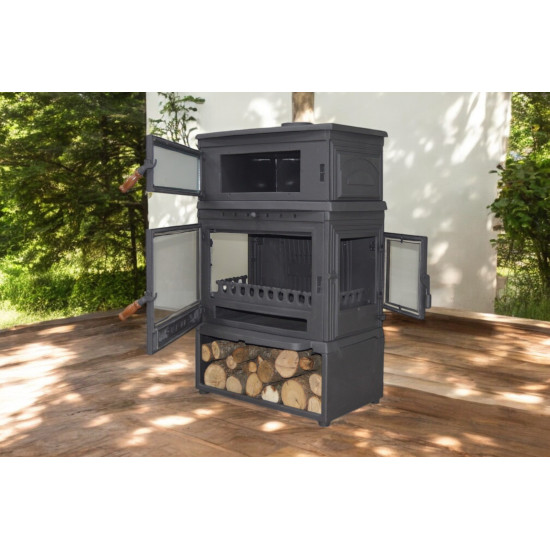 FS-045YKST Flame Stove Retro Lux Yüksek Verimli Döküm Soba: Fırınlı, Odun-Kömür yakıtlı soba