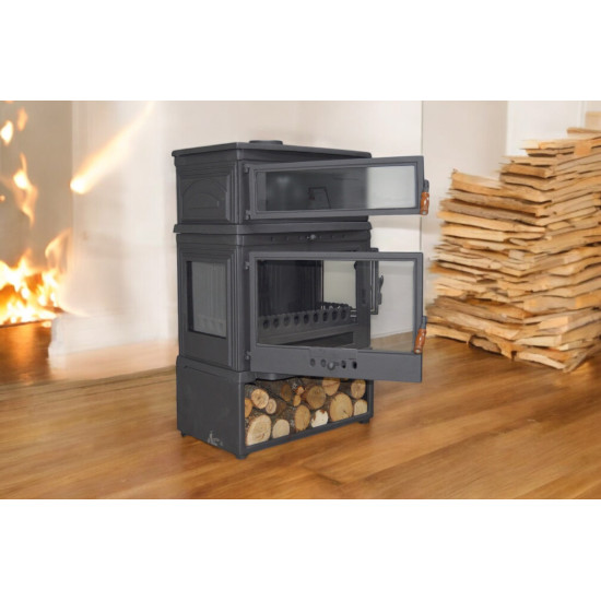 FS-045YKST Flame Stove Retro Lux Yüksek Verimli Döküm Soba: Fırınlı, Odun-Kömür yakıtlı soba