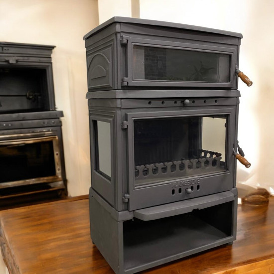 FS-045YKST Flame Stove Retro Lux Yüksek Verimli Döküm Soba: Fırınlı, Odun-Kömür yakıtlı soba