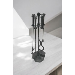 FS-103Ö Flame Stove Ördek Başlı 4'lü Pik Döküm Maşa Takımı: Şömine ve Barbekü İçin Ergonomik Set